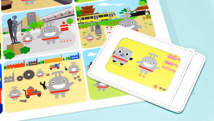 インターネット限定「のるるん&ノッテちゃん」のデザインPASMOと光るパスケース