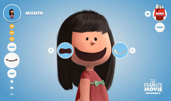 スヌーピーピーナッツ風のキャラクターが作れる「Get Peanutized」口がピーナッツ風