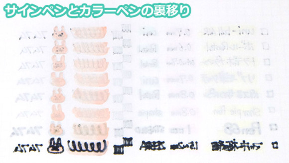 サインペンの書き心地・裏移り比較！サインペン比較カラーペン裏移り