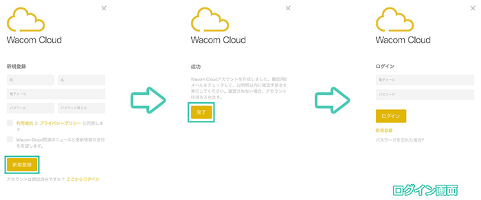 BambooSparkアプリの初期設定WacomCloud